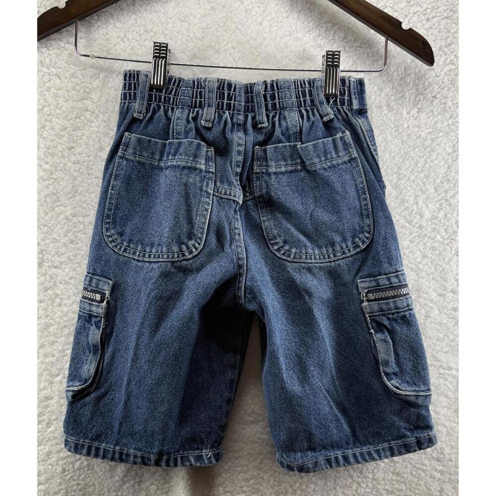 Vintage 90s Boys Zonz Denim Logo Cargo Pocket Skater Jean Shorts Size 6 - Picture 2 of 8